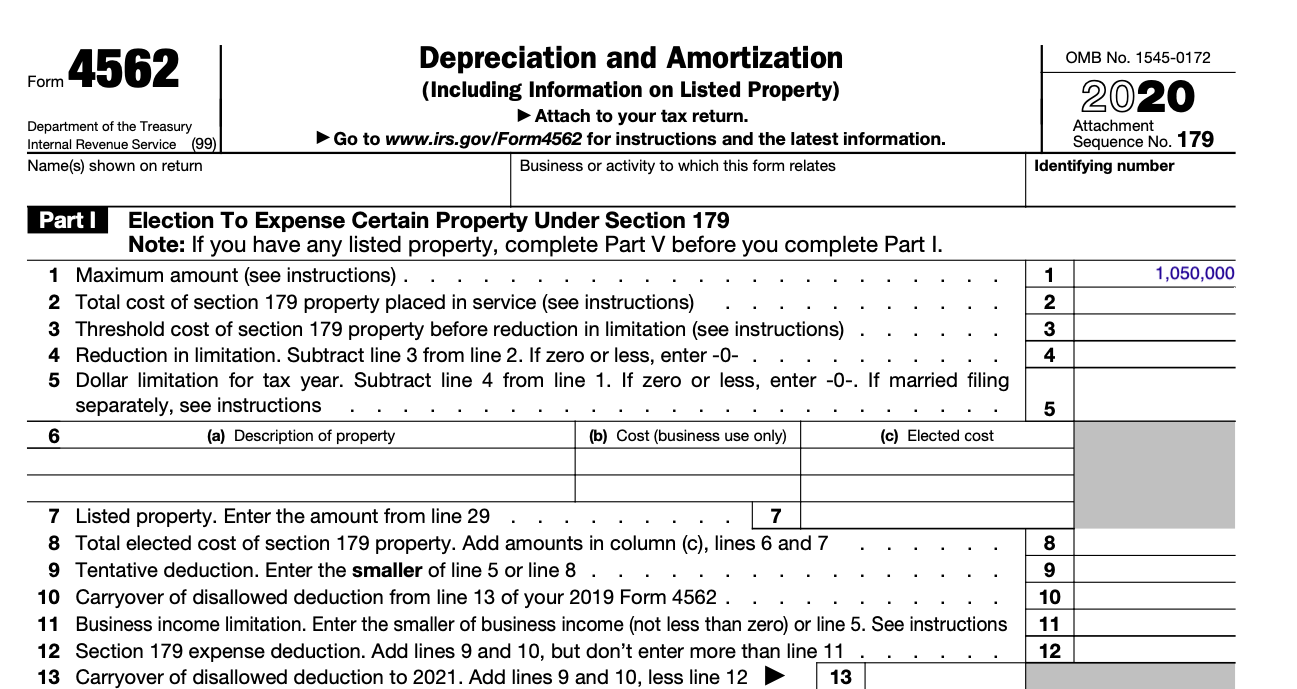 OMB No. 1545-0172 4562 Form Depreciation and | Chegg.com