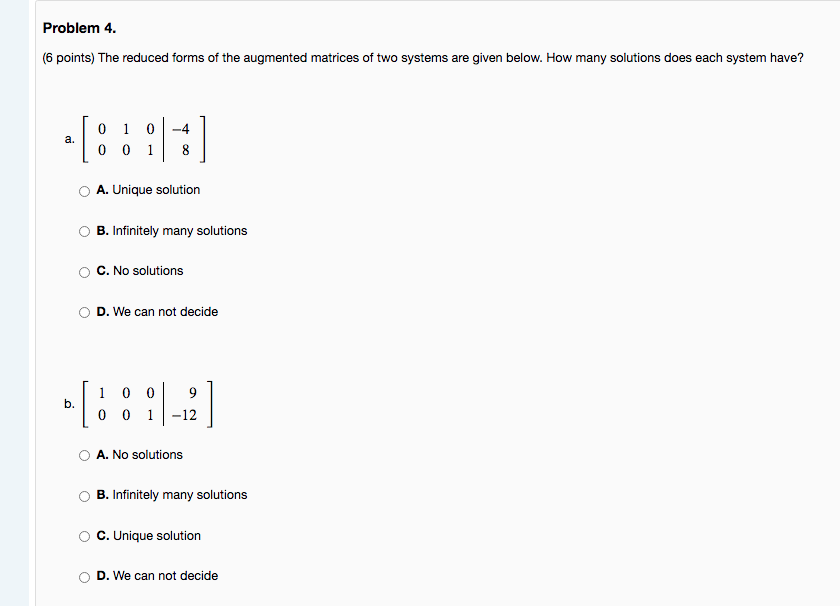 Solved Problem 4. (6 points) The reduced forms of the | Chegg.com