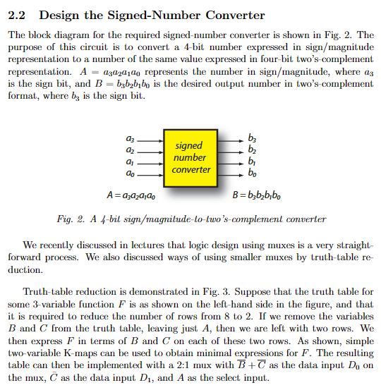 Solved 2.2 Design the Signed Number Converter The block Chegg