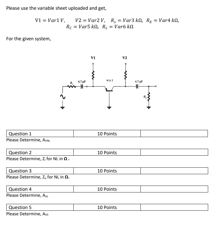 Solved Please use the variable sheet uploaded and get, | Chegg.com