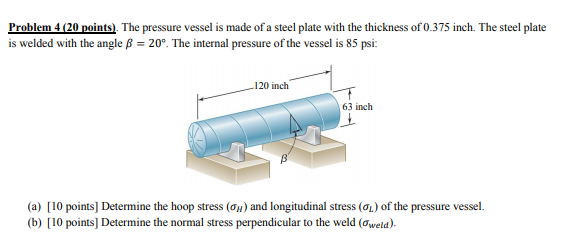 Solved Problem 4 (20 points). The pressure vessel is made of | Chegg.com