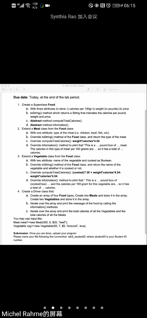 Solved HD. So 158 KIS N 1001* 06:15 Synthia Rao 加入会议 66-2.1 | Chegg.com