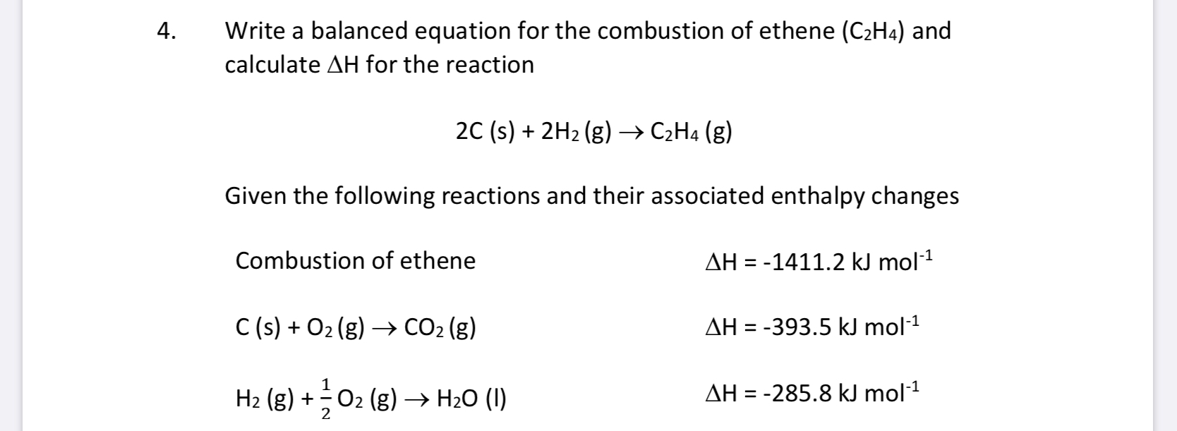 Solved Write a balanced equation for the combustion of Chegg