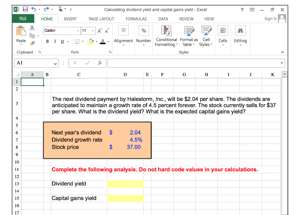 Solved Xd Calculating Dividend Yield And Capital Gains Yi Chegg Com