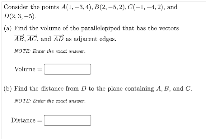 Solved Consider The Points A(1, -3,4), B(2, −5, 2), C(−1, | Chegg.com