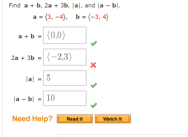 Solved Find A+b,2a+3b,∣a∣, And ∣a−b∣. | Chegg.com