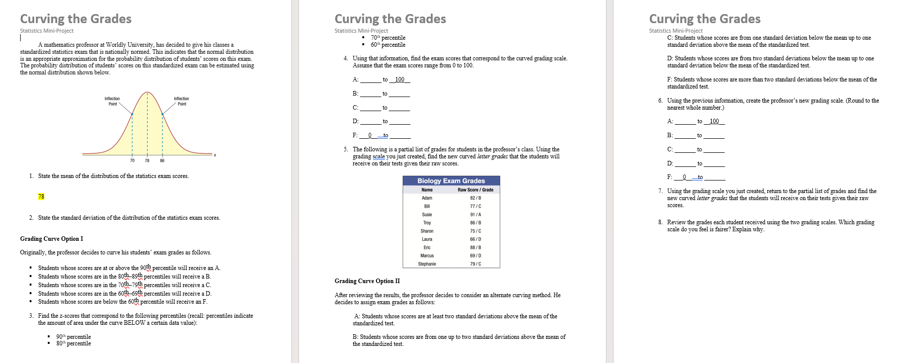 Curving the Grades Curving the Grades Curving the