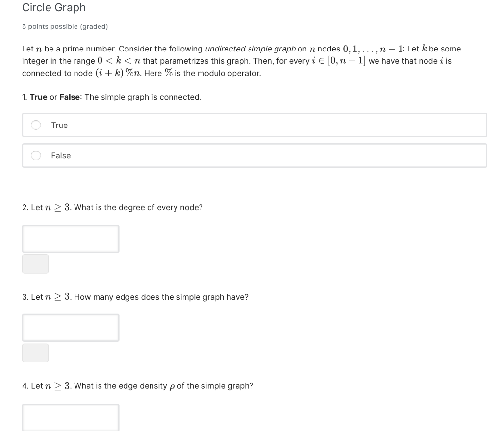 Solved Circle Graph 5 points possible (graded) Let n be a | Chegg.com