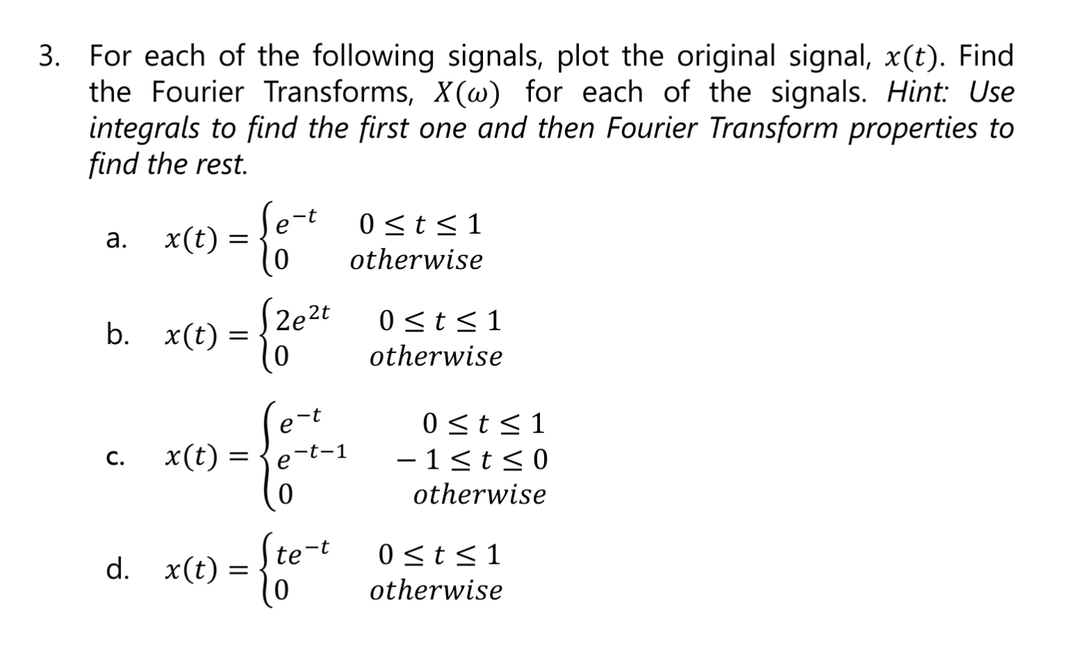 Solved For each of the following signals, plot the original | Chegg.com