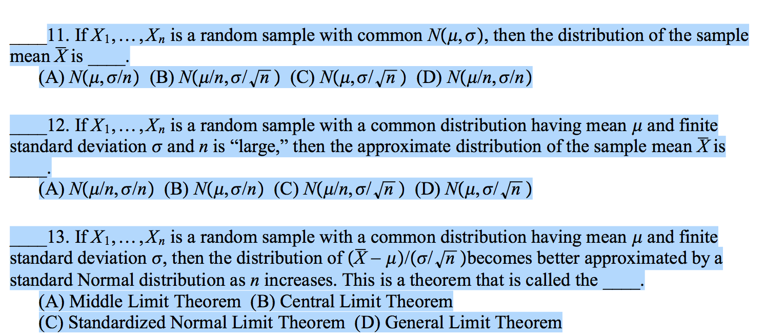 Solved 11 If X1 Is A Random Sample With Common N Chegg Com
