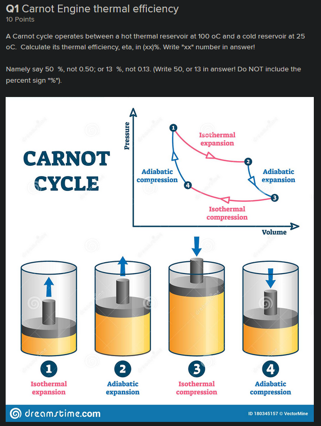 Solved Q1 Carnot Engine thermal efficiency 10 Points A | Chegg.com