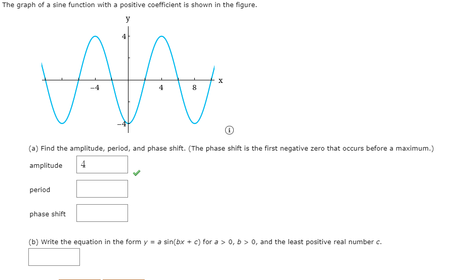 Solved The graph of a sine function with a positive | Chegg.com