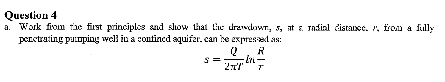 Solved Question 5 a. Calculate the steady state drawdown at | Chegg.com