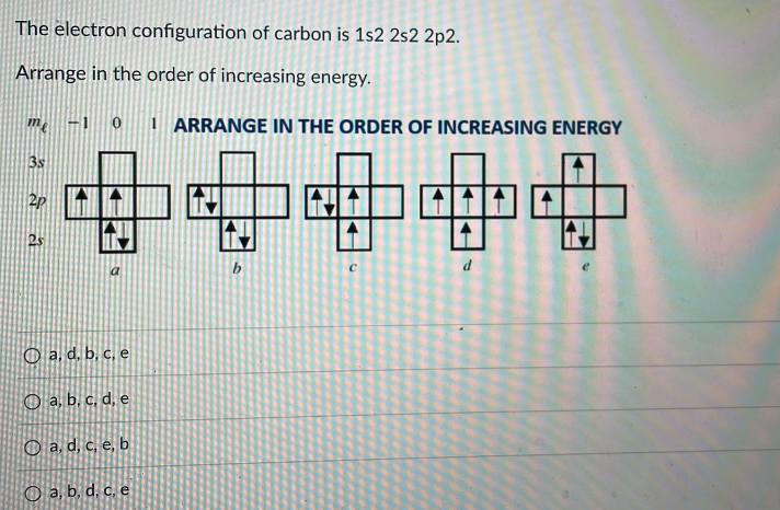 Solved The electron configuration of carbon is | Chegg.com