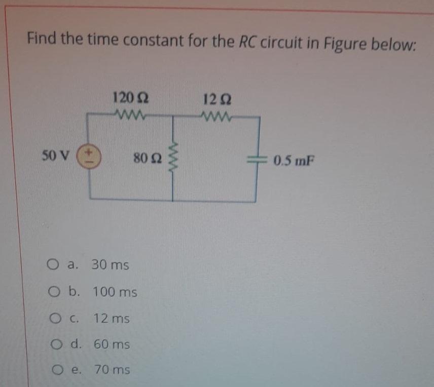 Solved Find the time constant for the RC circuit in Figure | Chegg.com