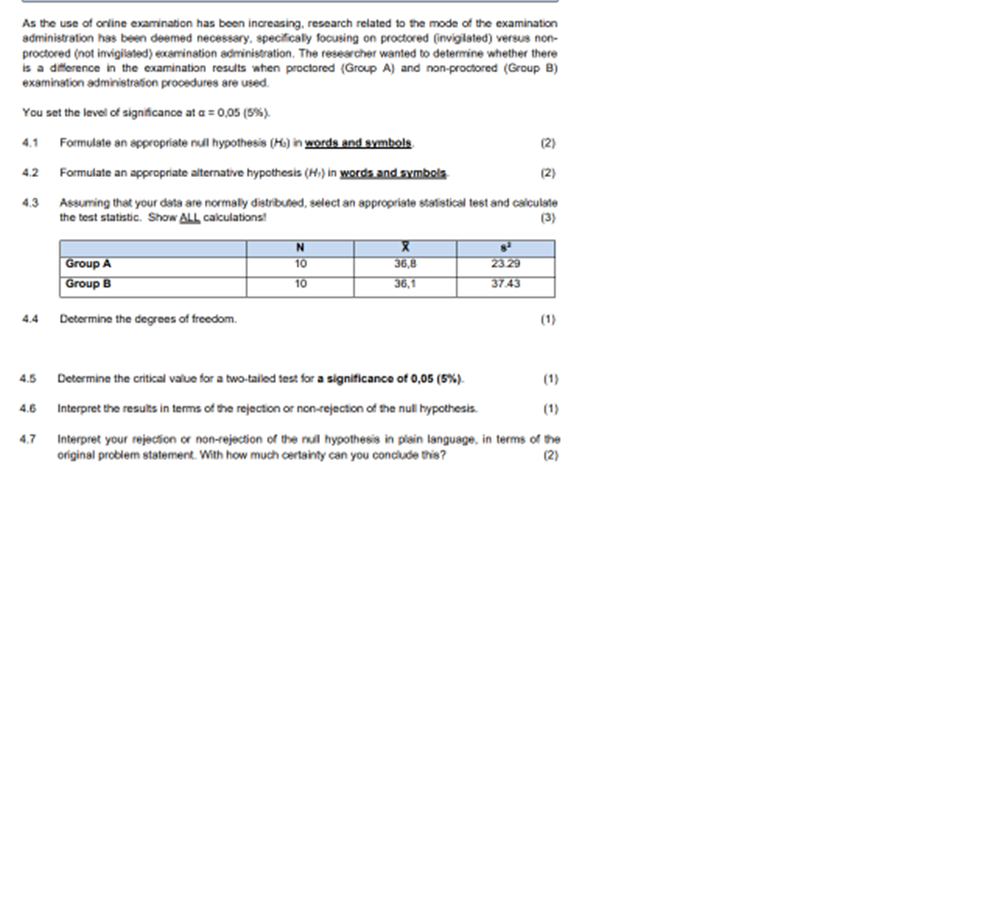 Solved As the use of online examination has been increasing, | Chegg.com