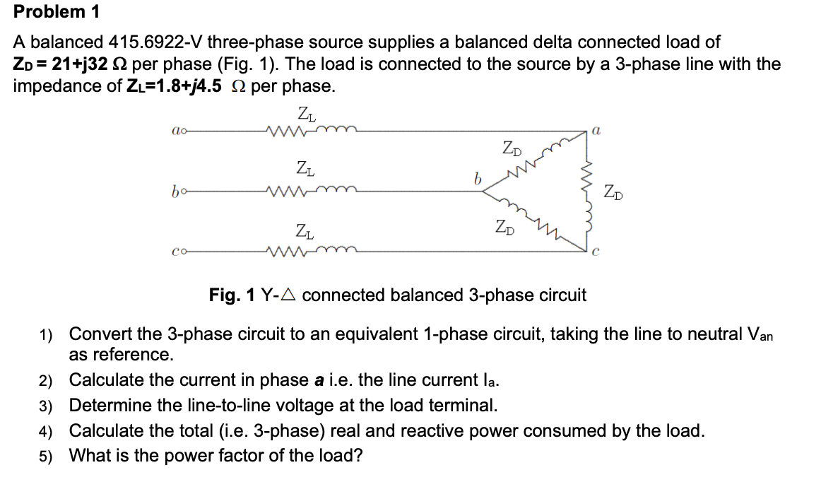 Solved Problem 1 A Balanced 415.6922-V Three-phase Source | Chegg.com