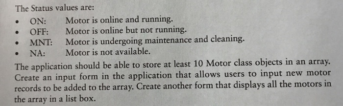 4. Motor Class Create an application that tracks | Chegg.com