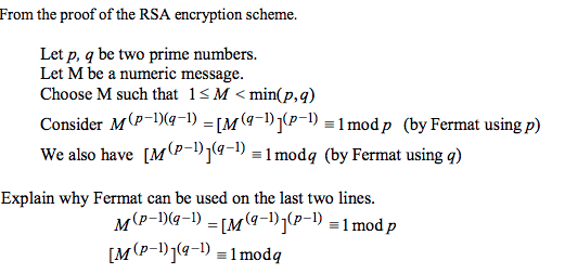 Solved From the proof of the RSA encryption scheme. Let p, q | Chegg.com