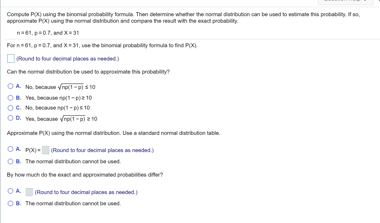 Solved Compute P(X) using the binomial probability formula. | Chegg.com