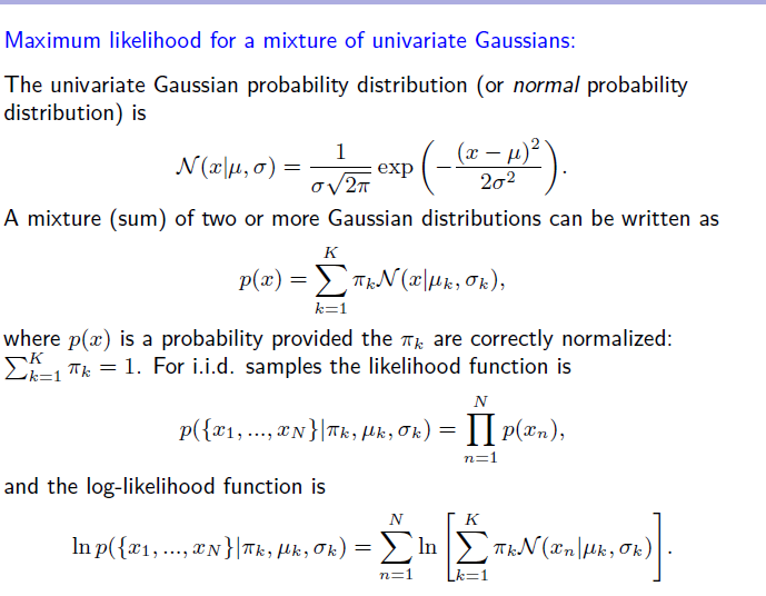 Solved Maximum Likelihood For A Mixture Of Univariate Gau Chegg Com