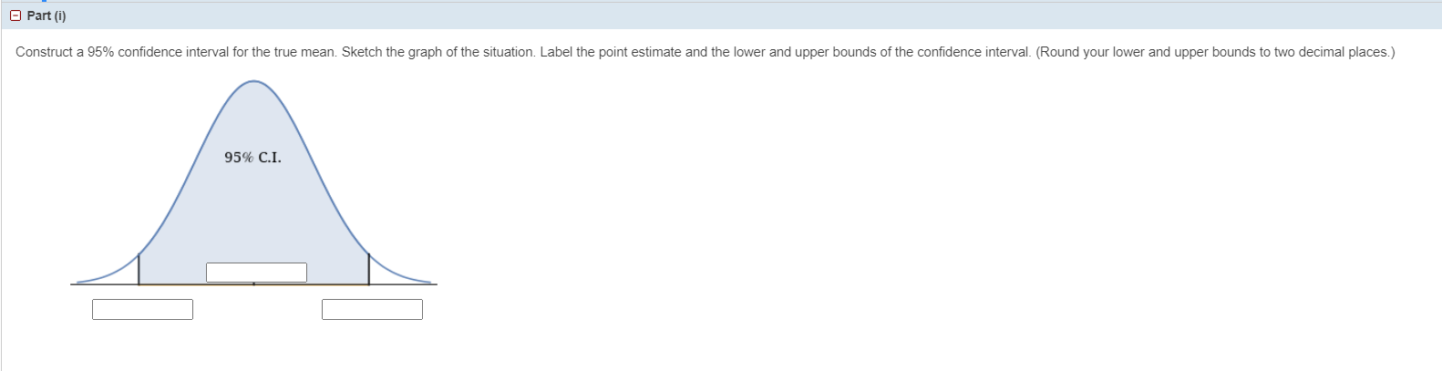 Solved Part(i) Construct a 95% confidence interval for the | Chegg.com