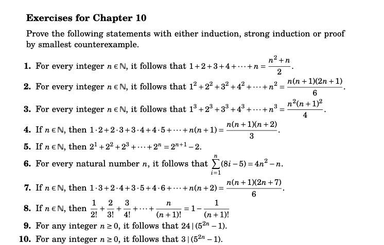Solved Exercises For Chapter 10 Prove The Following Chegg Com