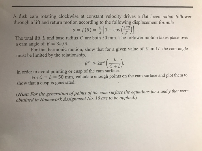 Solved A disk cam rotating clockwise at constant velocity | Chegg.com