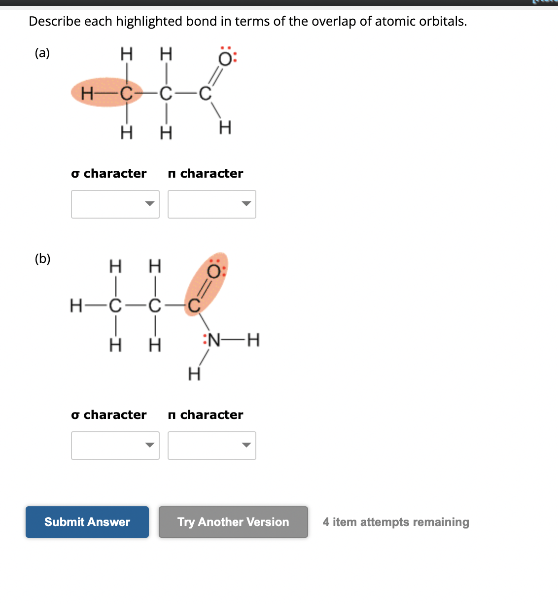 Solved Describe each highlighted bond in terms of the | Chegg.com