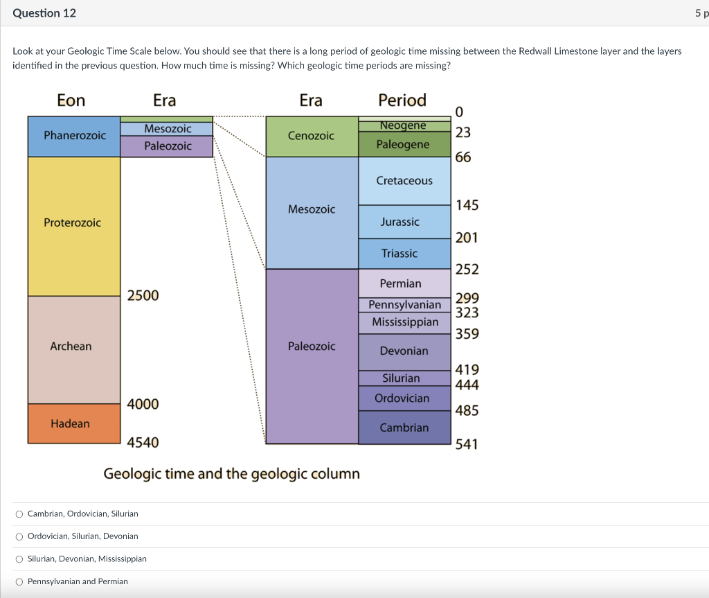 Solved What is the Geologic Time Period (Age) of the | Chegg.com