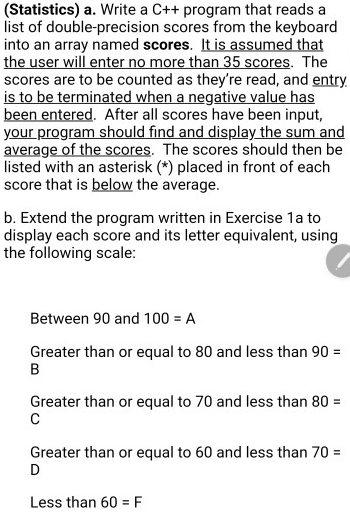 Solved (Statistics) a. Write a C++ program that reads a list | Chegg.com