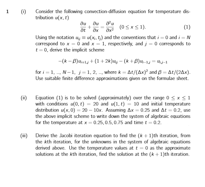 Solved 1 Consider The Following Convection-diffusion | Chegg.com