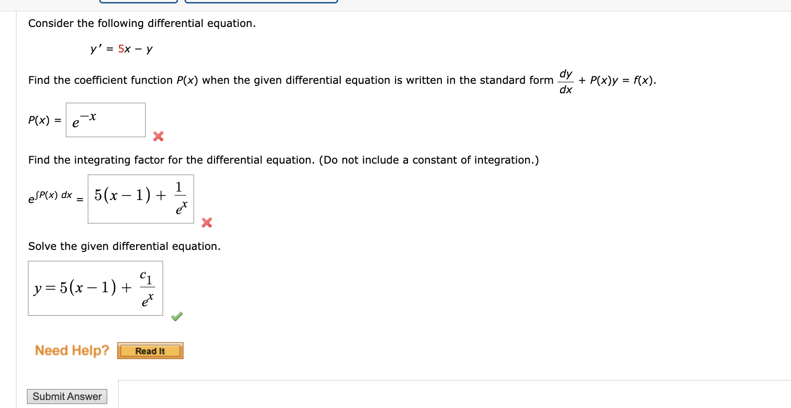 Solved Consider The Following Differential Equation. Y' = 5x | Chegg.com