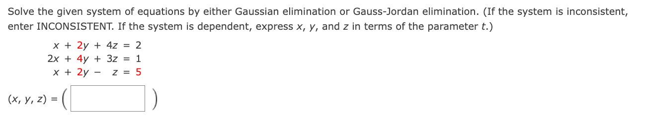 Solved Solve the given system of equations by either | Chegg.com
