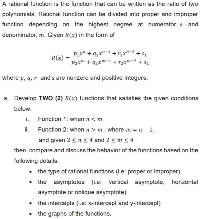 Solved A rational function is the function that can be | Chegg.com