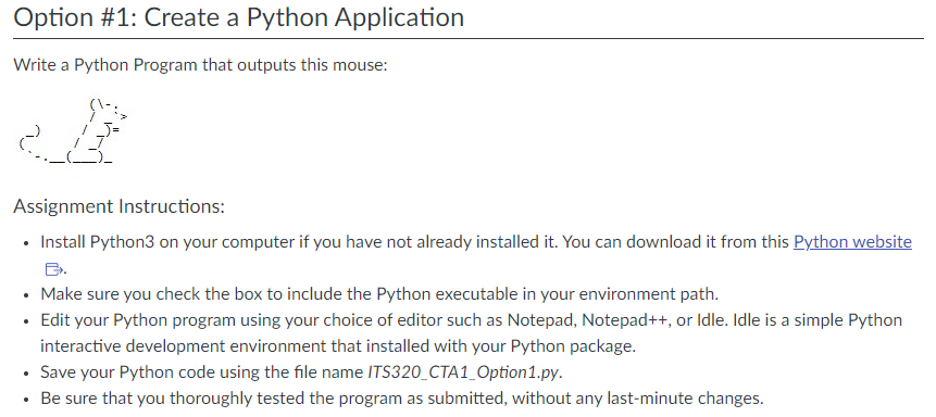 Solved Write a Python Program that outputs this mouse: | Chegg.com