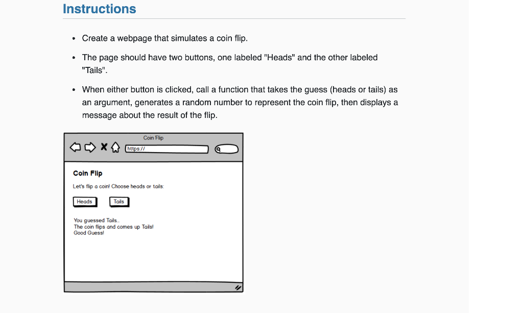 Solved - Create a webpage that simulates a coin flip. - The | Chegg.com