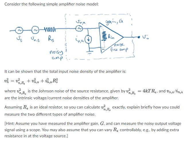 Solved Consider the following simple amplifier noise model: | Chegg.com