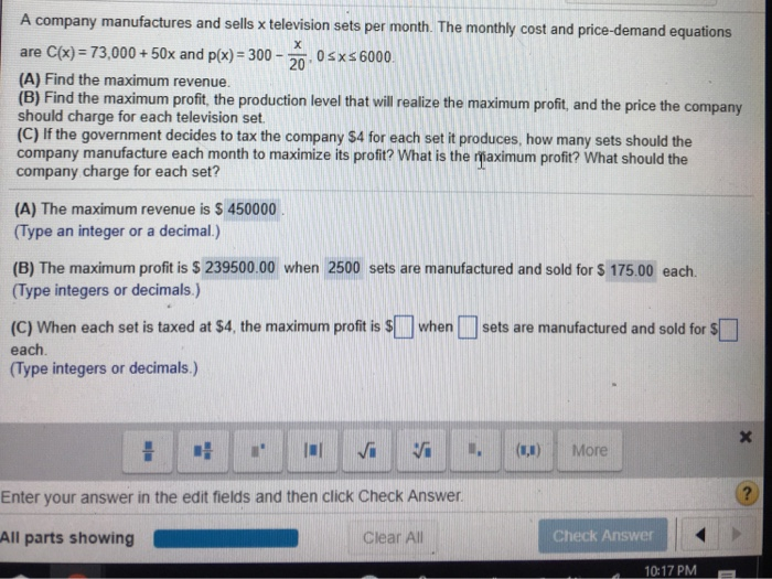 Solved A company manufactures and sells x television sets | Chegg.com