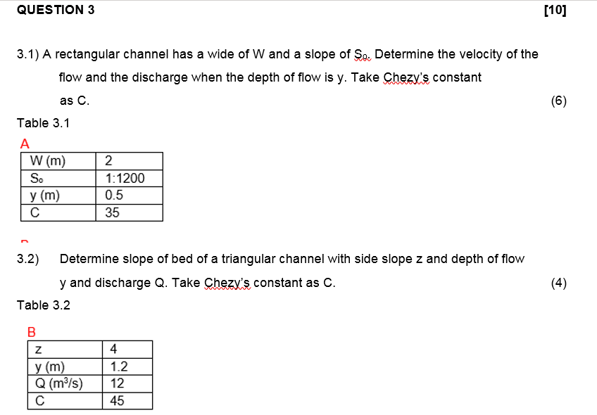 Solved QUESTION 3 [10] 3.1) A Rectangular Channel Has A Wide | Chegg.com