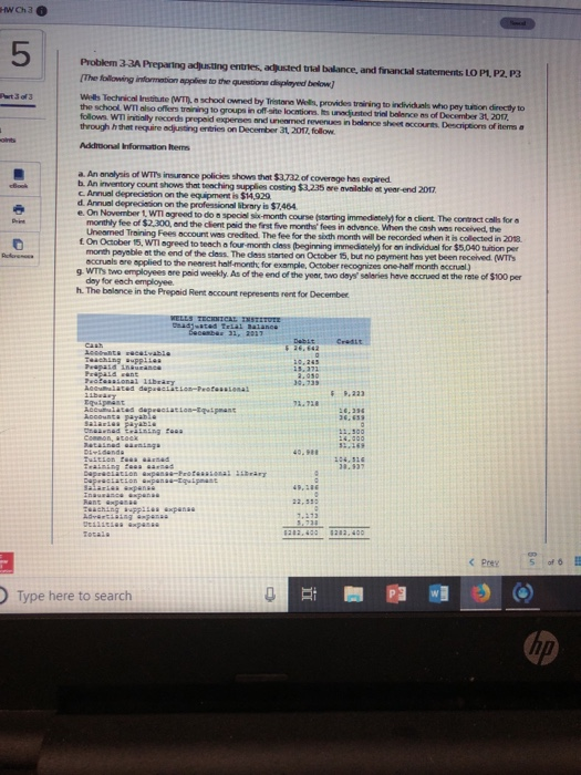 Solved Problem 3-3A Preparing adjusted entries, adjusting | Chegg.com
