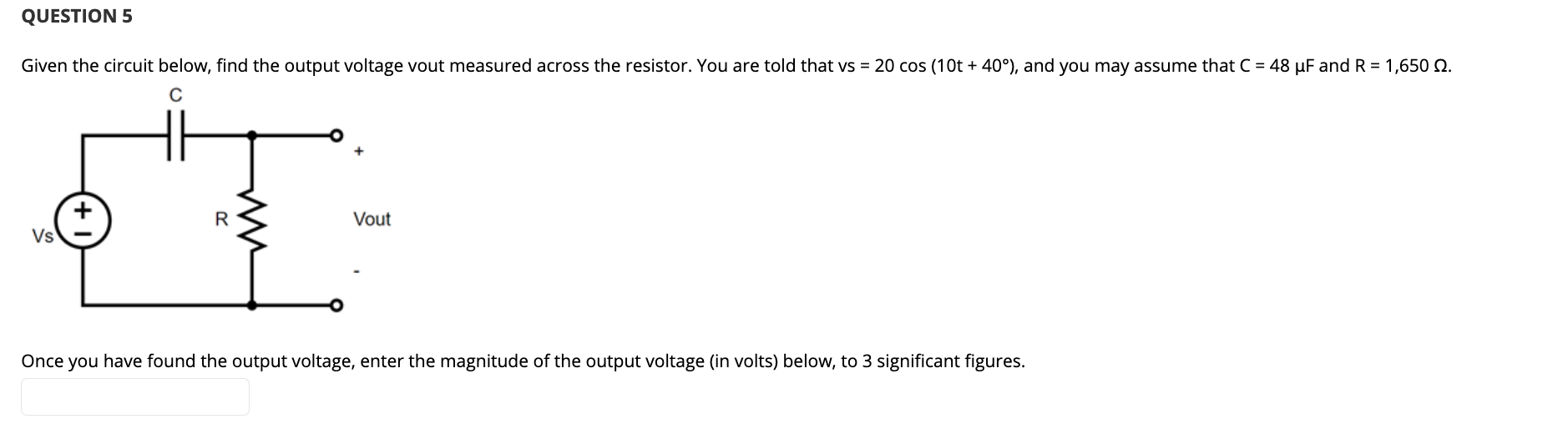 Solved Given the circuit below, find the output voltage vout | Chegg.com