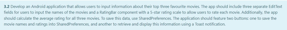 Solved 3.2 Develop an Android application that allows users | Chegg.com