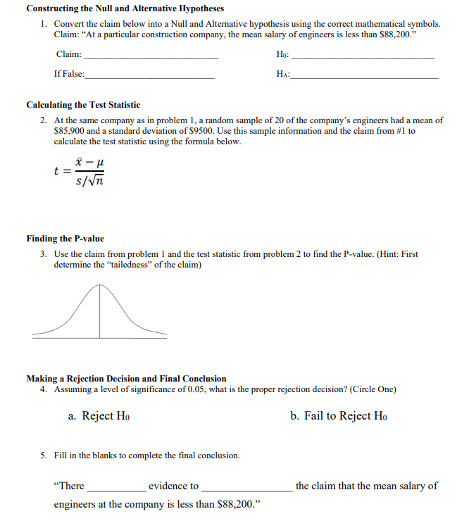 Solved Constructing The Null And Alternative Hypotheses 1 Chegg Com
