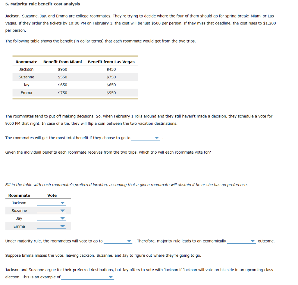 Solved 5. Majority-rule benefit-cost analysis Jackson, | Chegg.com