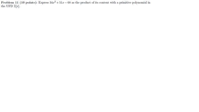 Solved Problem 11 (10 Points): Express 34x² +512 - 68 As The 