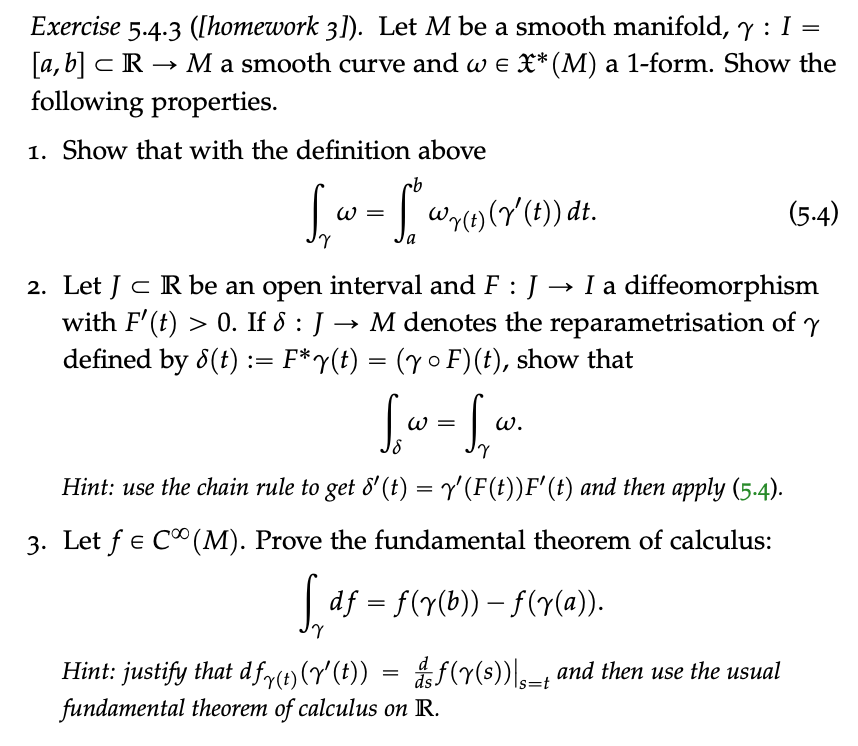 Solved Exercise 5 4 3 Homework 3 Let M Be A Smooth M Chegg Com