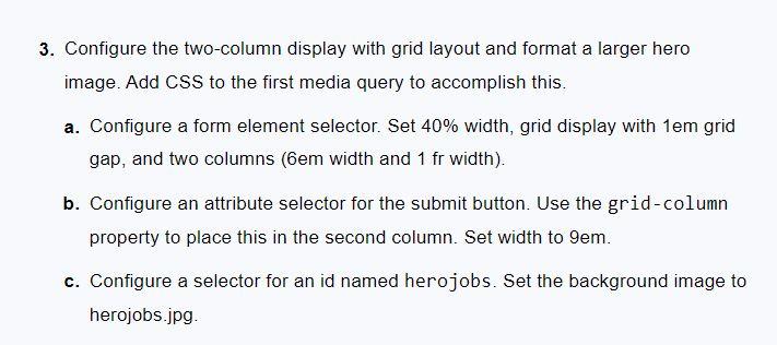3. Configure the two-column display with grid layout | Chegg.com