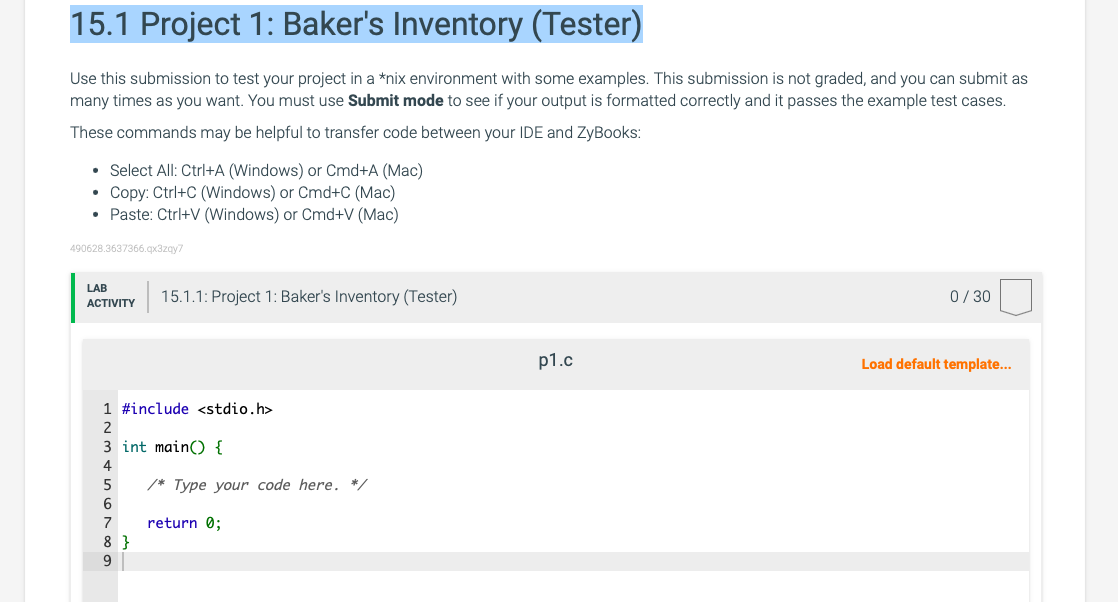 Solved Use this submission to test your project in a *nix | Chegg.com