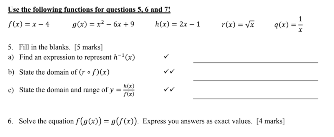 Solved Use The Following Functions For Questions 5 6 And Chegg Com